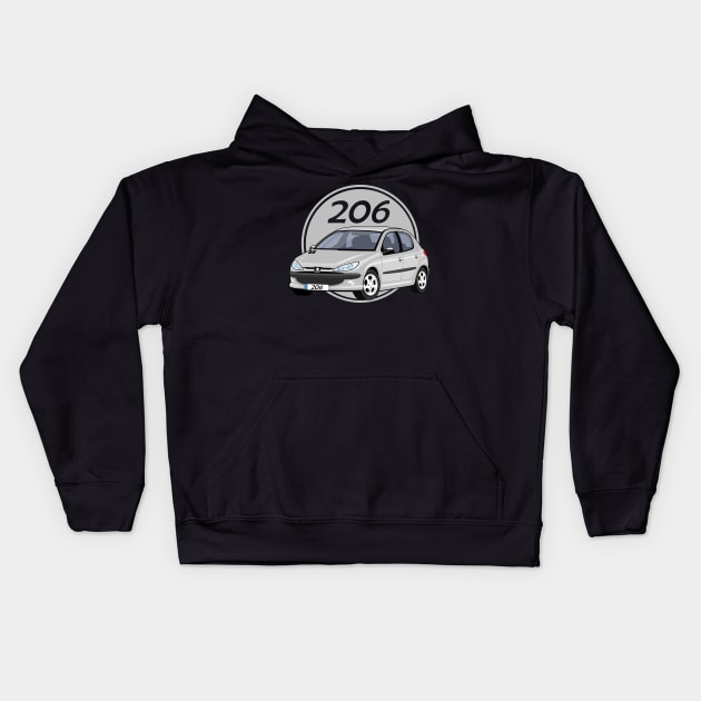 car peugeot 206 sporty cartoon vector grey Kids Hoodie by creative.z